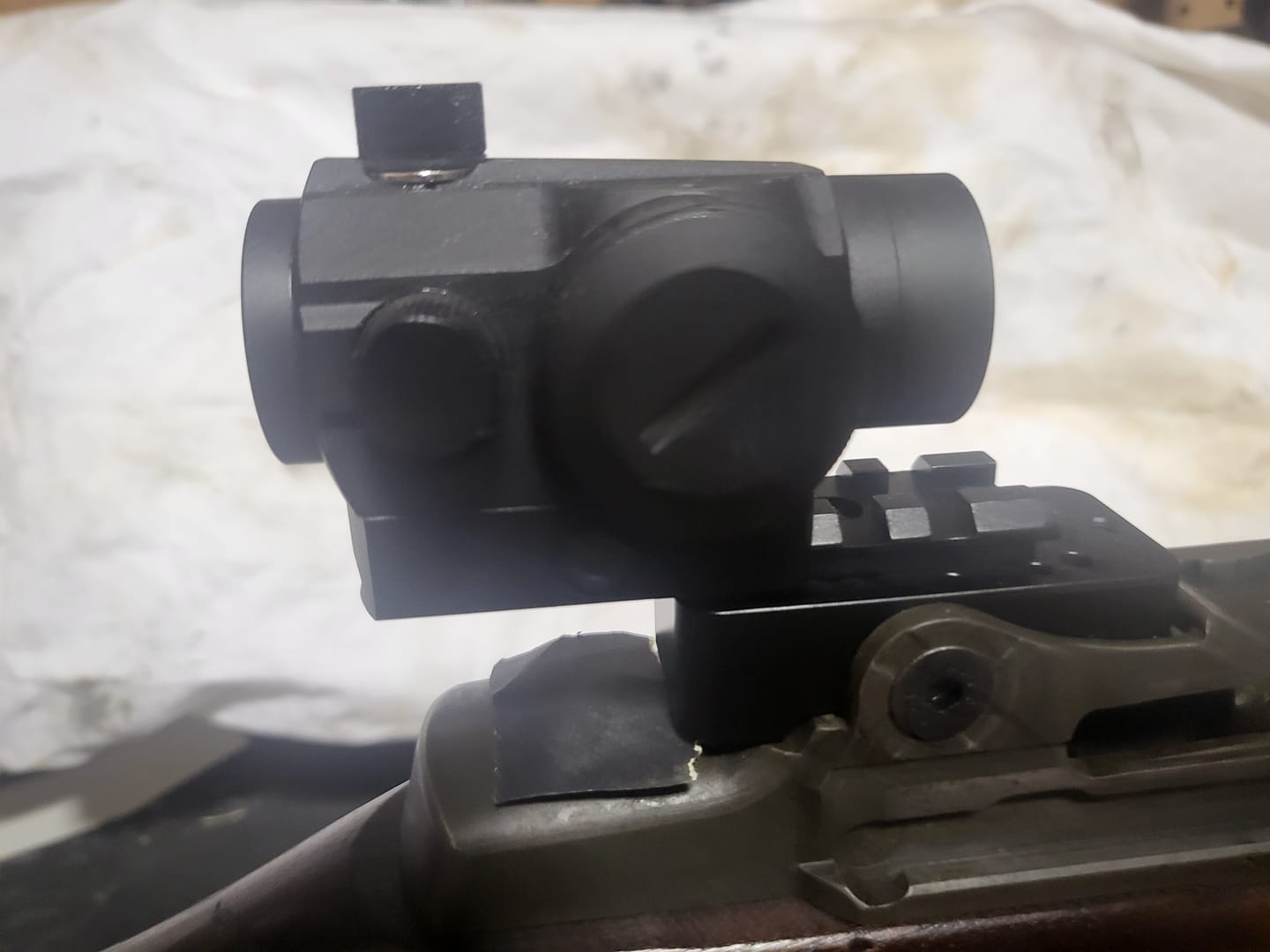 Customer photo review of M1 Garand / M1A Micro Red Dot Base and Picatinny Rail Mount Gen 3