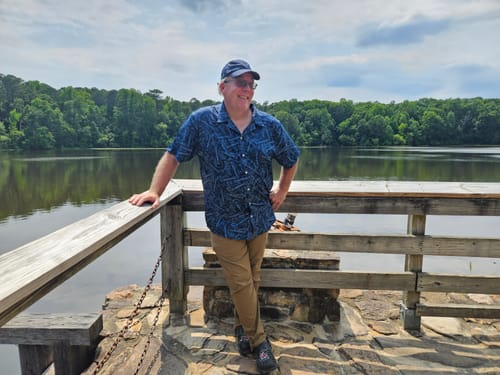 Customer photo review of Guitar Blossoms Blue Button Up Shirt
