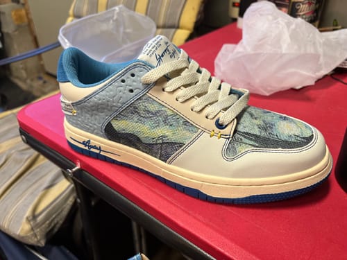 Customer photo review of Van Gogh Starry Night inspired sneakers