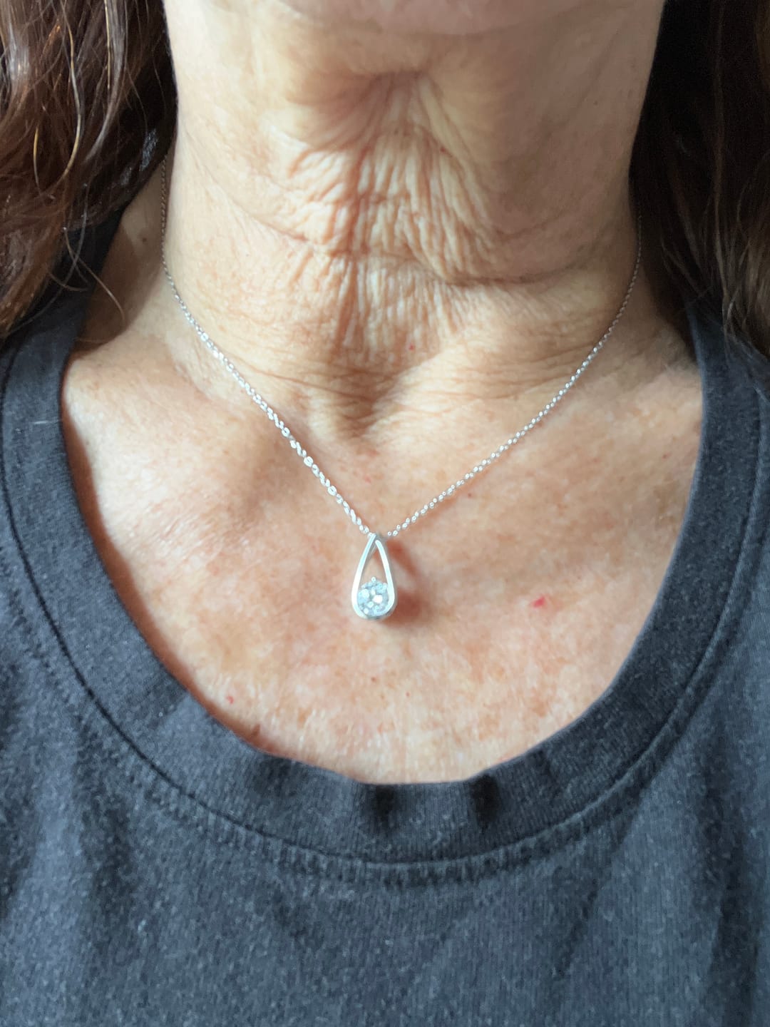 Customer photo review of Fashion Solitaire Round Moissanite Sterling Silver Necklace