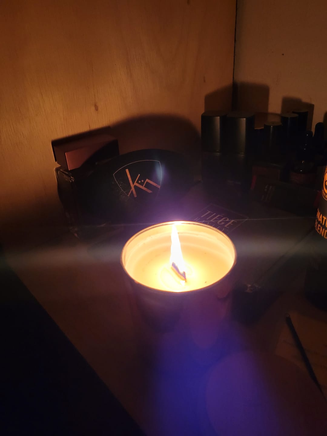 Customer photo review of NEW Pure Beeswax Candle 8oz | Cedar & Leather