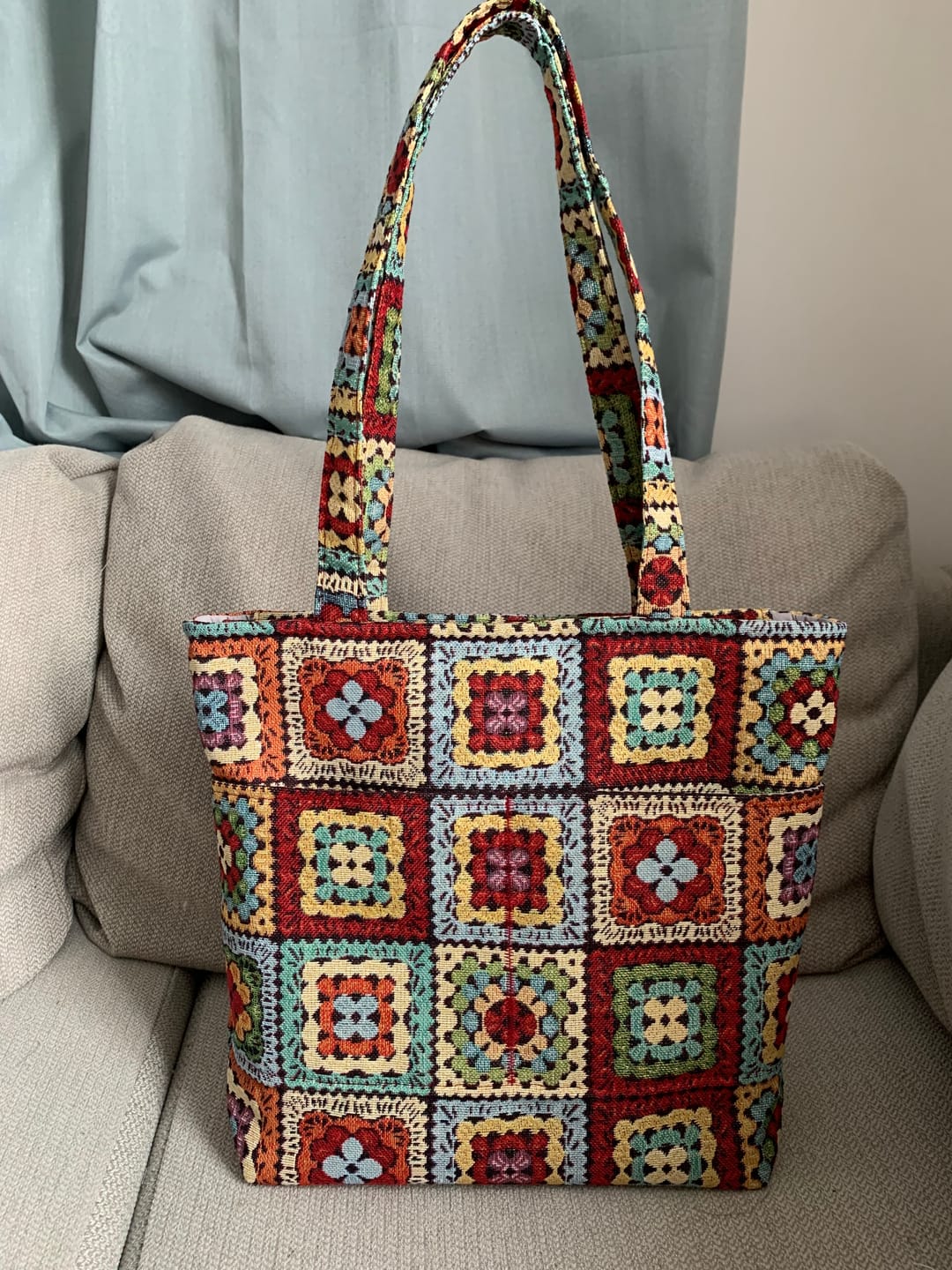 Customer photo review of Patchwork Squares Tapestry Fabric