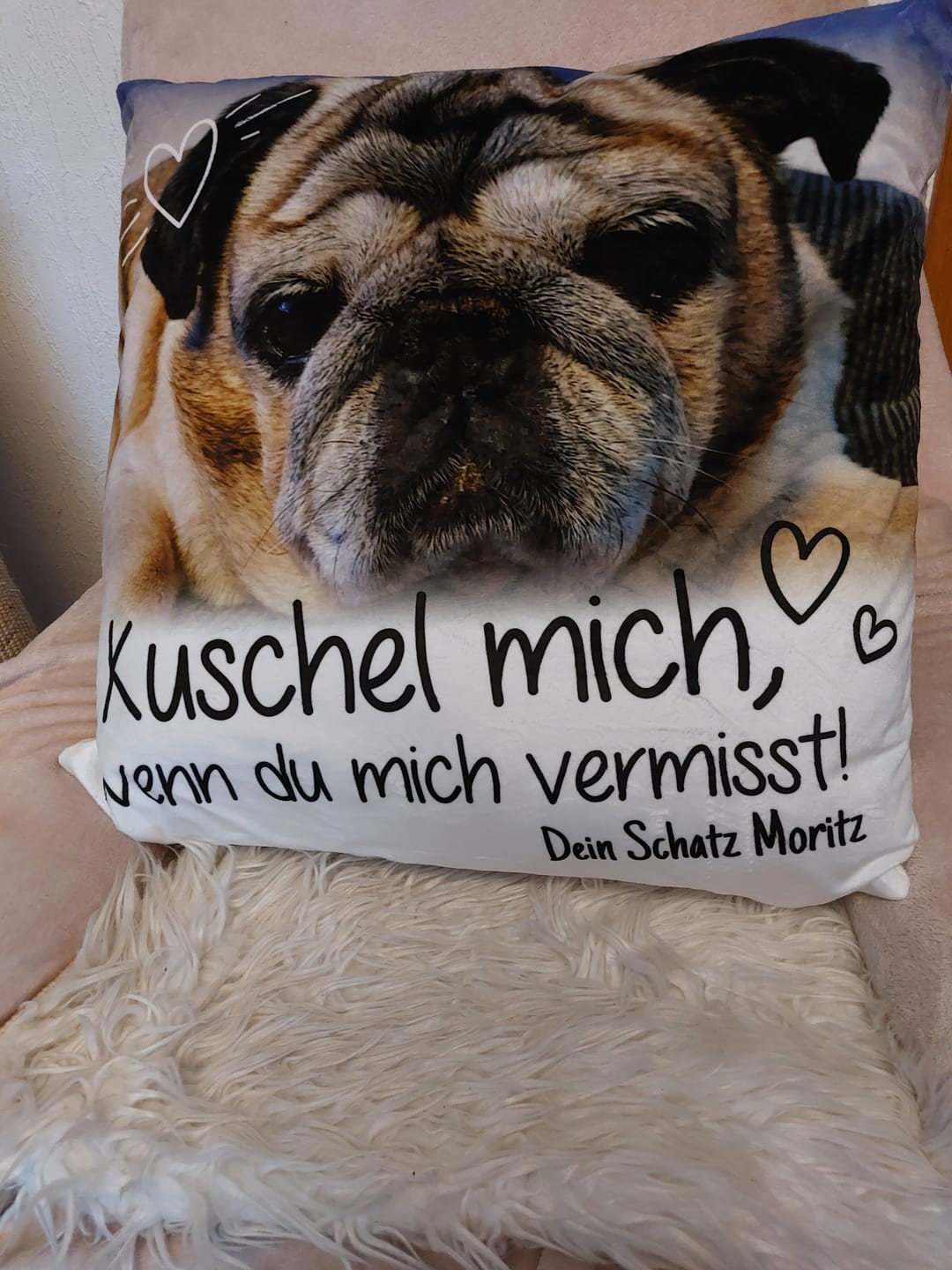 Customer photo review of Kuschel mich, wenn du mich vermisst - Individuelles Kissen