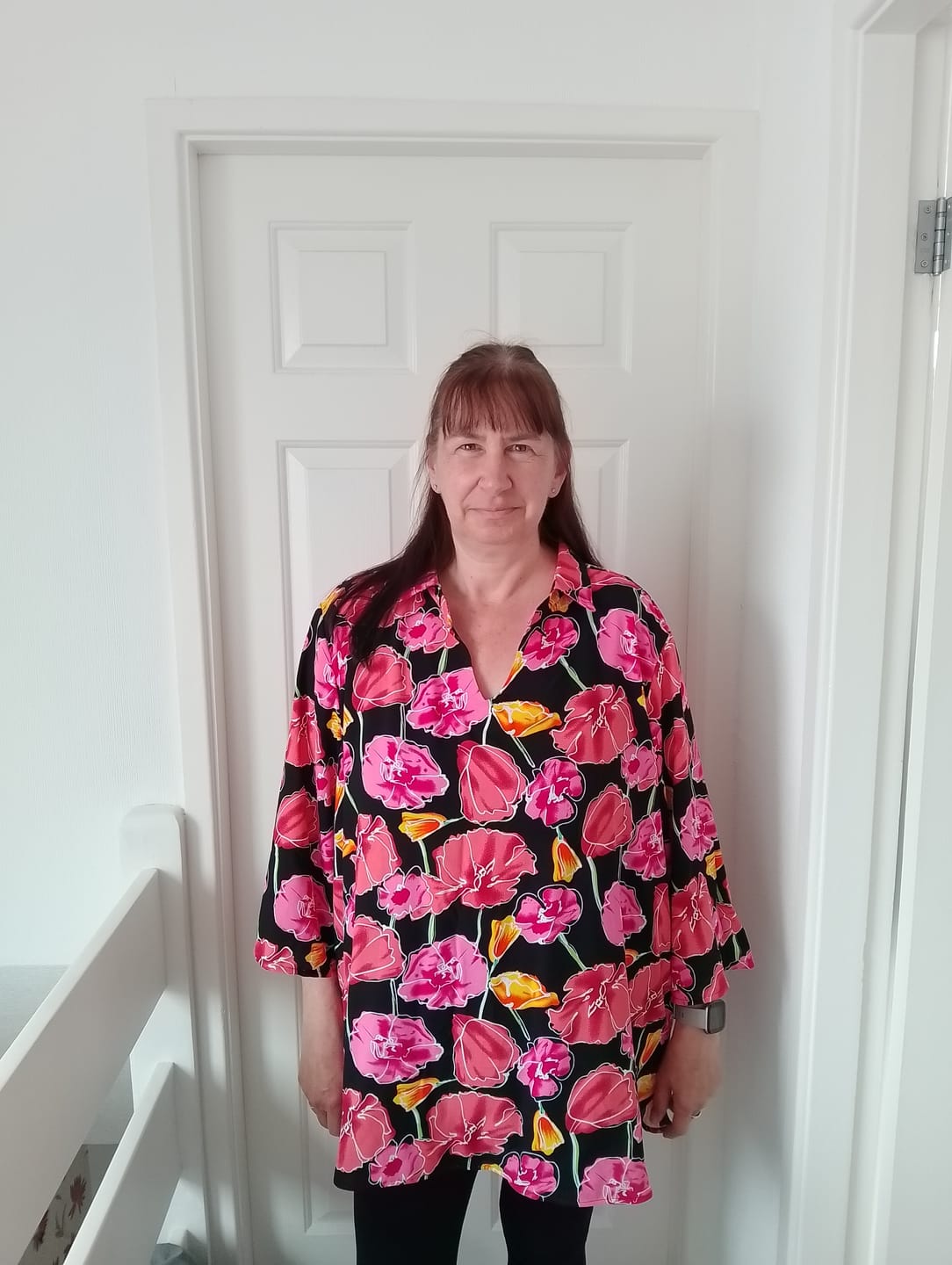 Customer photo review of Flower Drawings on Black Viscose Challis Fabric