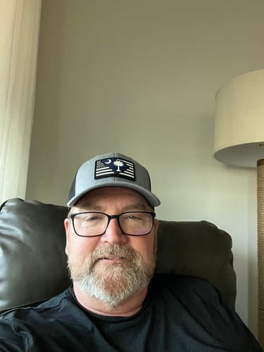 Customer photo review of 843 Lowcountry Richardson Heather Navy Performance PVC Trucker Hat