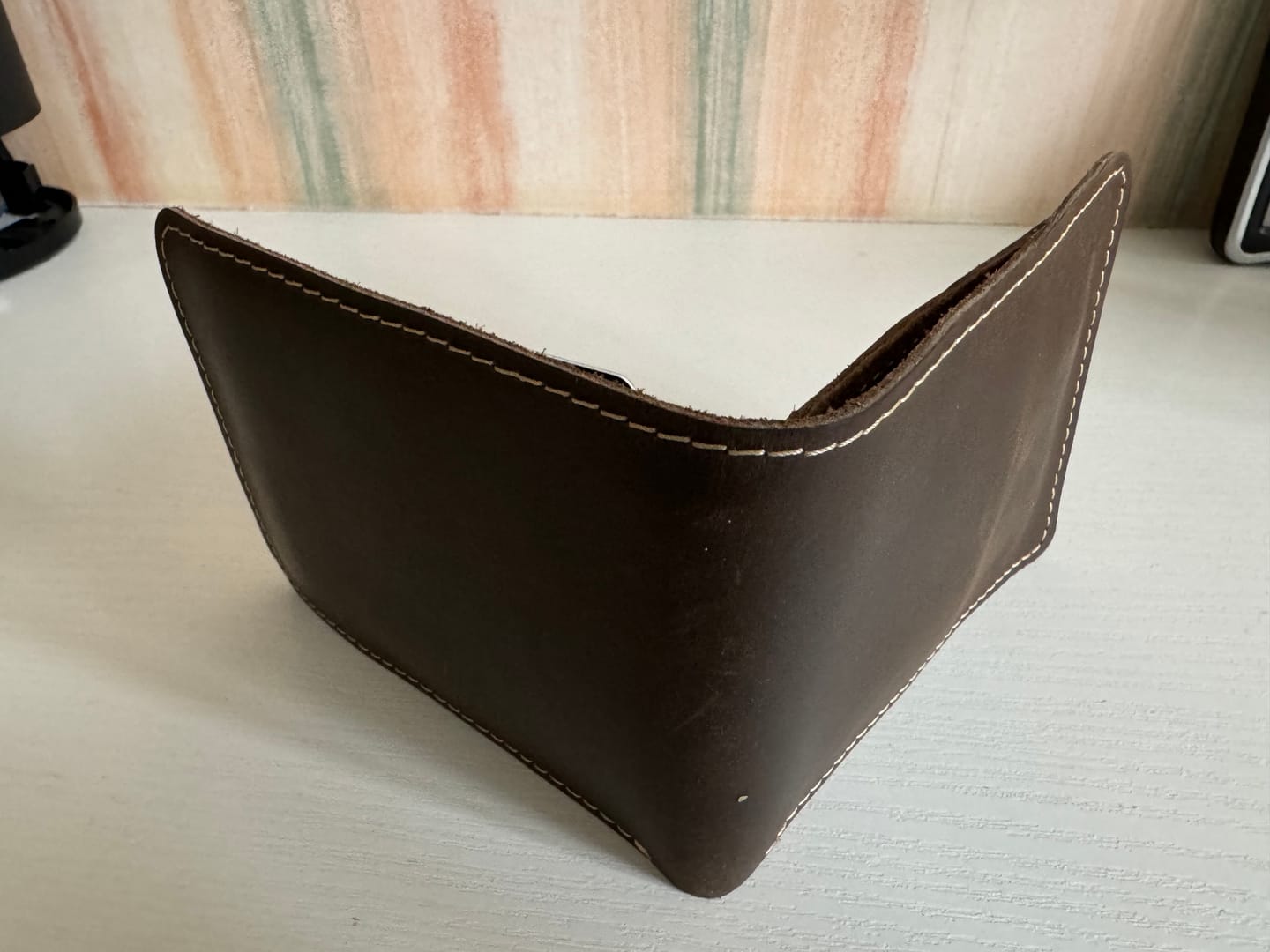 Customer photo review of Brown Full Grain Leather Minimalist Wallet