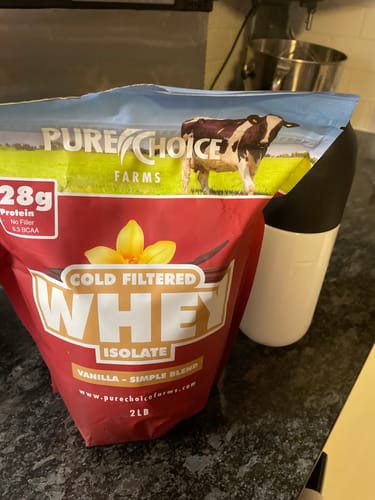 Customer photo review of Whey Protein Isolate with Organic Vanilla