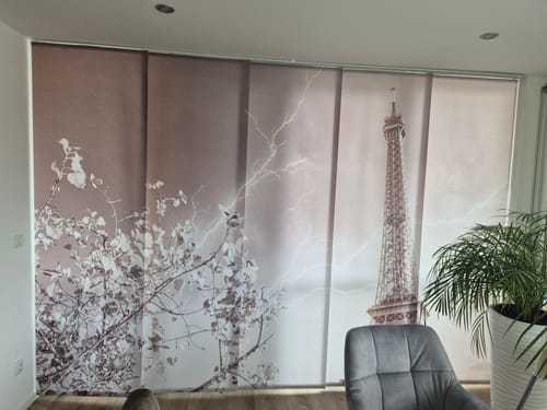 Customer photo review of Foto Schiebegardine "Paris Eifelturm schwarz weiß"