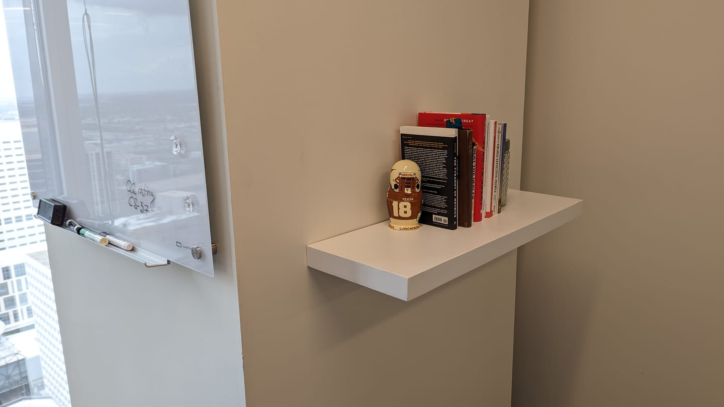 Customer photo review of Black & White Maple Floating Shelves