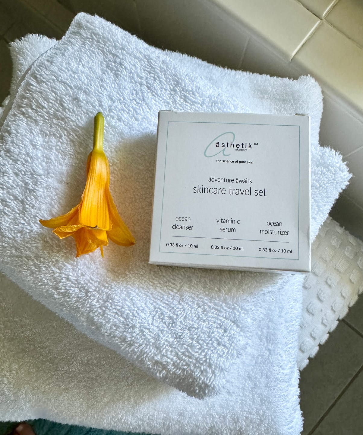 Customer photo review of skincare travel set