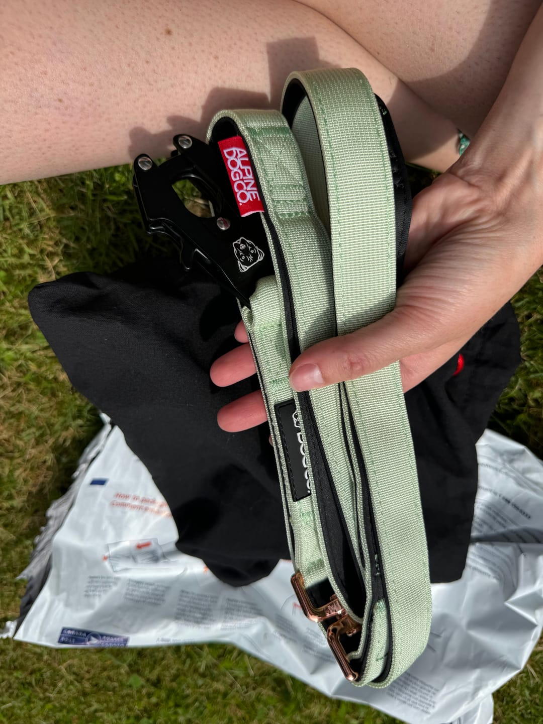 Customer photo review of Tacti Luxe Dog Leash - Honeydew