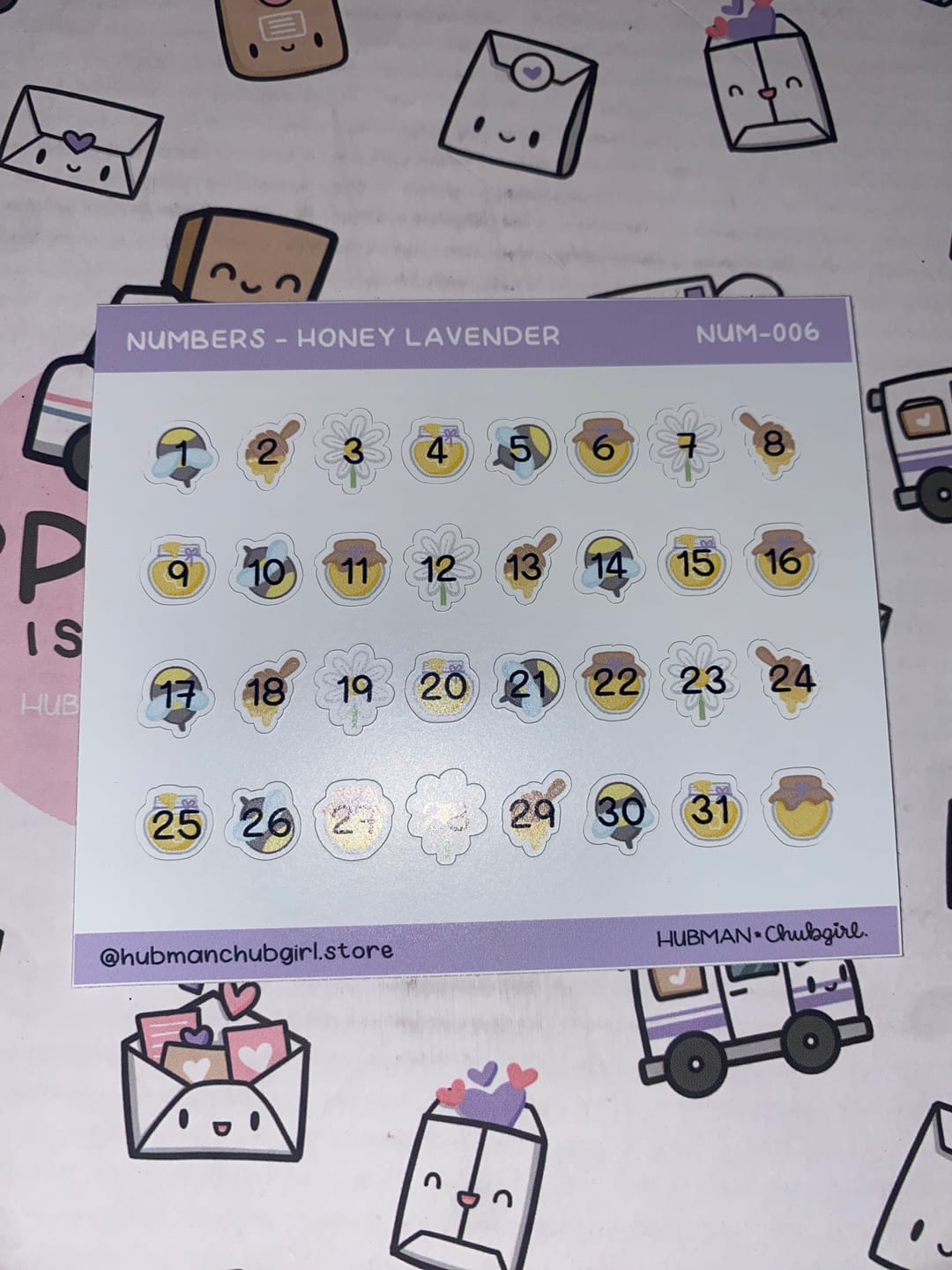 Customer photo review of Numbers - Honey Lavender Planner Stickers