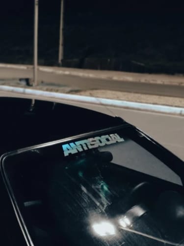 Customer photo review of JDM Car Sticker Revenge Nightrnner Antisocial Misunderstood Exterior Accessories Windscreen Banner Competition Decoration Decals