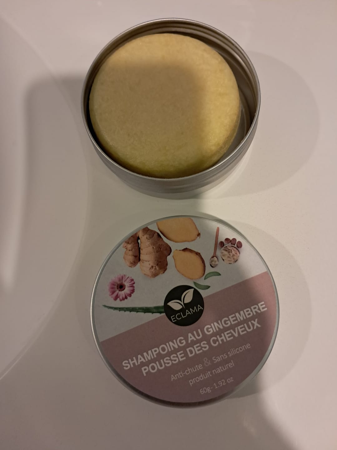 Customer photo review of Shampoing Solide Gingembre Anti chute & Pousse de cheveux - ECLAMA