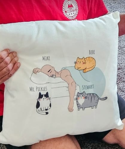 Customer photo review of Personalized Cat Dad Pillow