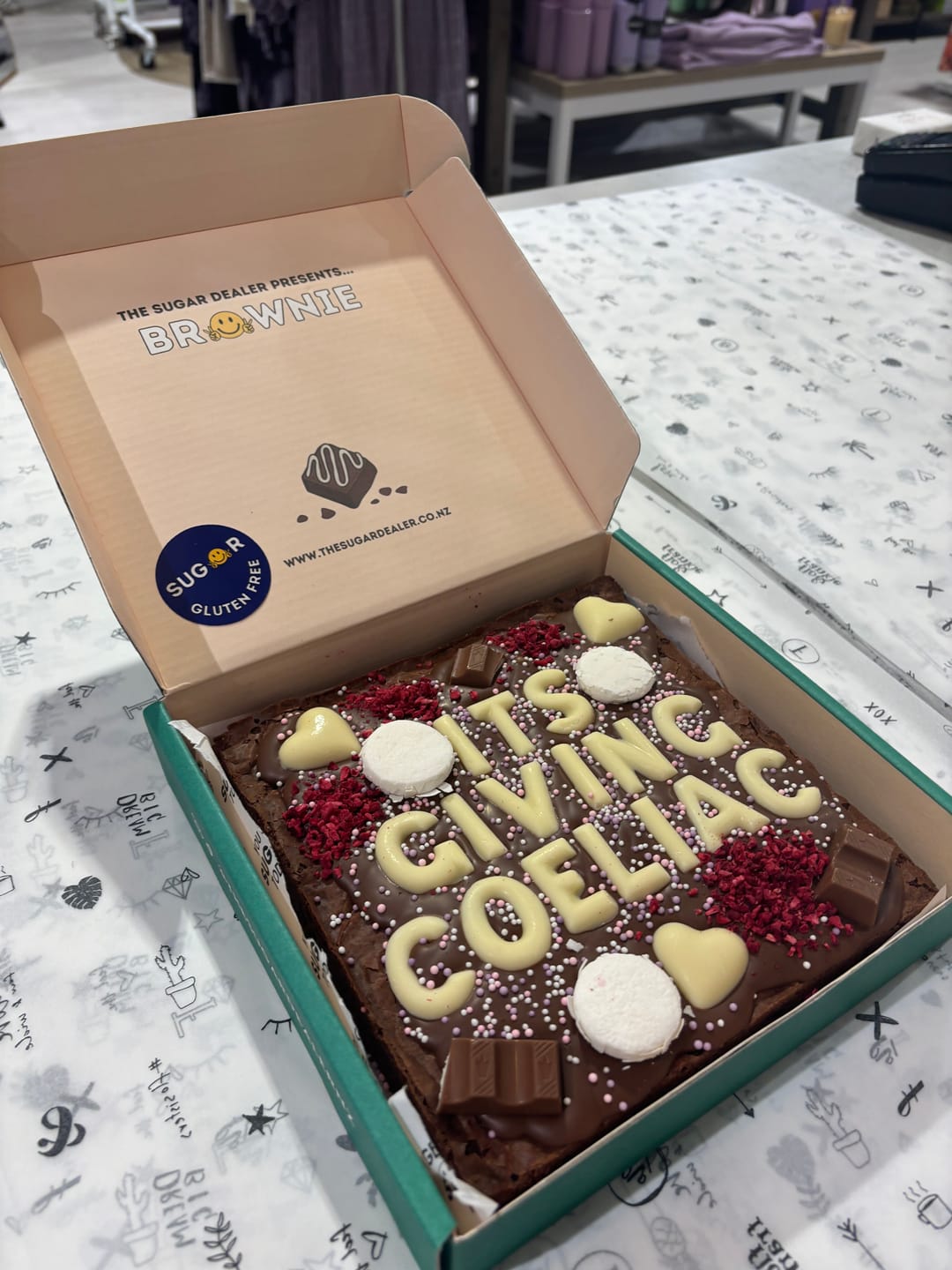 Customer photo review of Gluten free custom message brownie