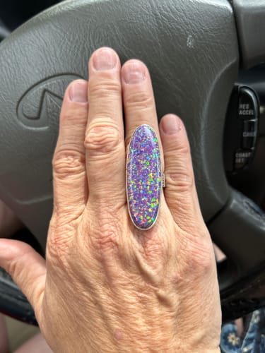 Customer photo review of Navajo Sterling Silver & Man Made Fire Opal Ring Signed P Yazzie