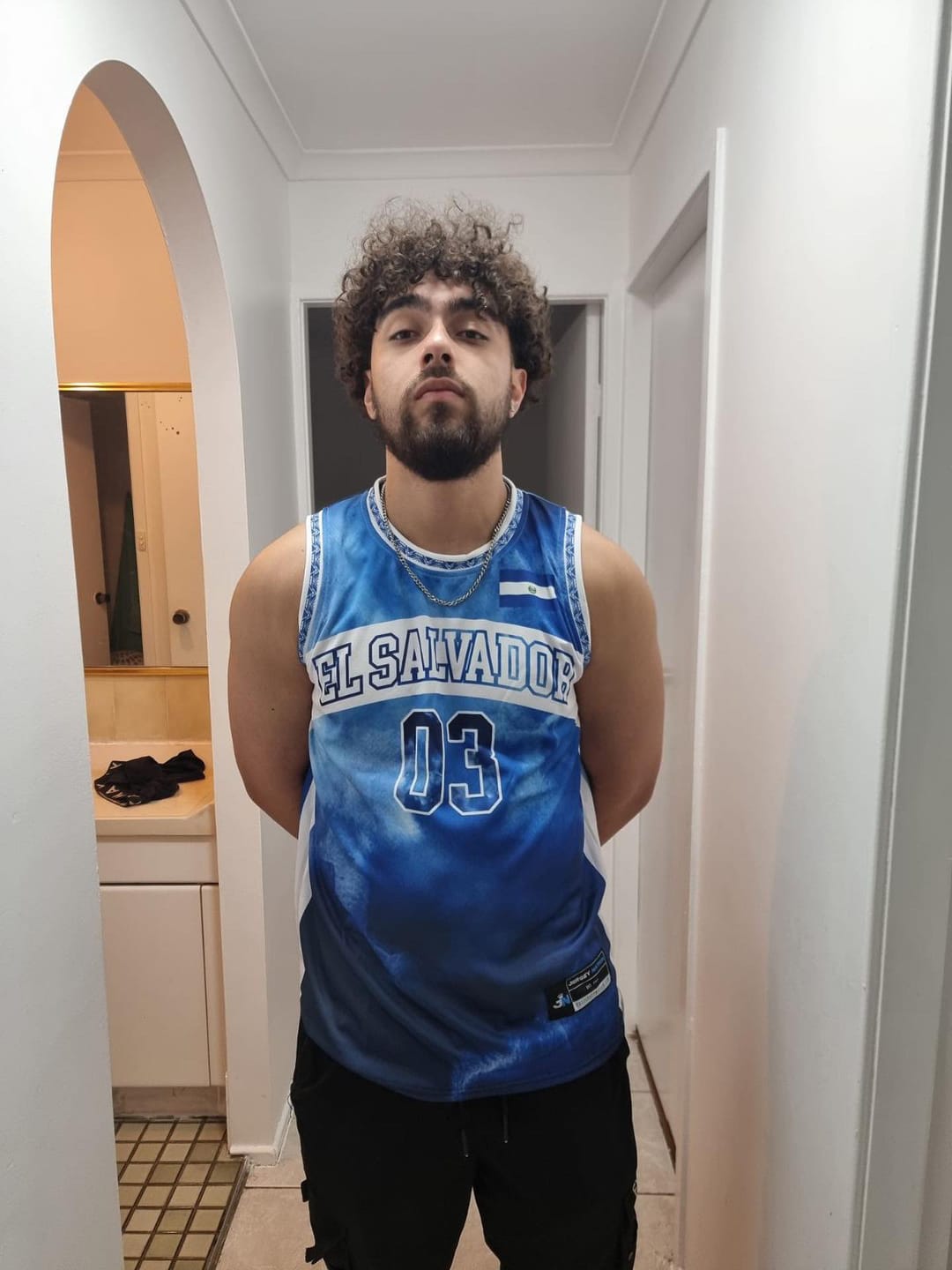 Customer photo review of El Salvador Custom Basketball Jersey