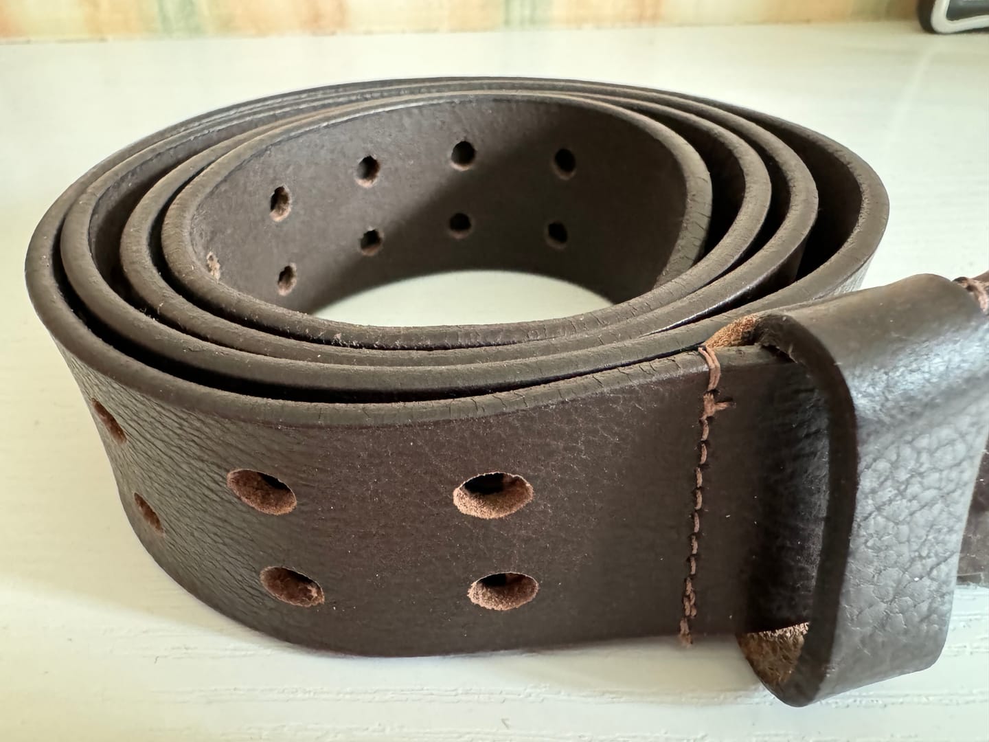 Customer photo review of Brown Double Hole Full Grain Leather Belt