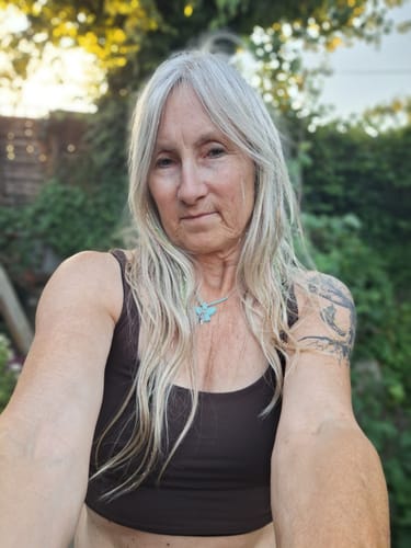 Customer photo review of REVERSIBLE YOGA BRA TOP BLACK - BROWN