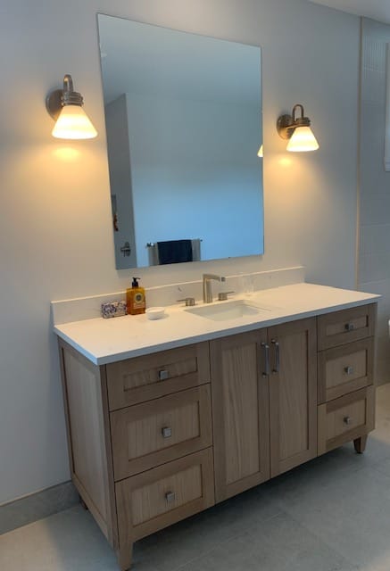 Customer photo review of Bridgeport 60" White Oak Bathroom Vanity