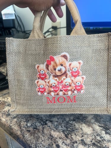 Customer photo review of Personalized Grandma Bear With Cute Little Bear Kids Jute Tote Bag