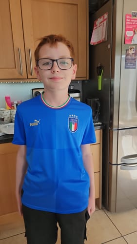 Customer photo review of Kids Mystery Football Shirt