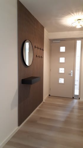 Customer photo review of Wooden Wall Panel | Natural Oak Grey Felt | Premium 3-sided Wood Veneer