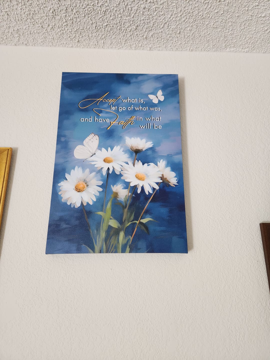 Customer photo review of Accept What is Let Go of What Was, Daisies and Butterflie, Christian Wall Art Canvas