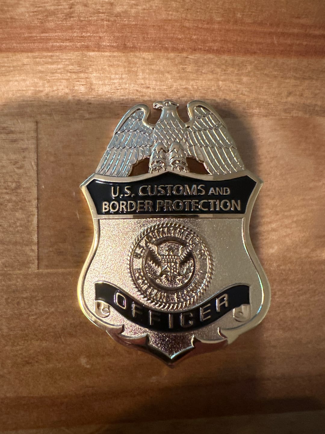 Customer photo review of US CBP Officer Customs and Border Protection Badge Solid Copper Replica Movie Props