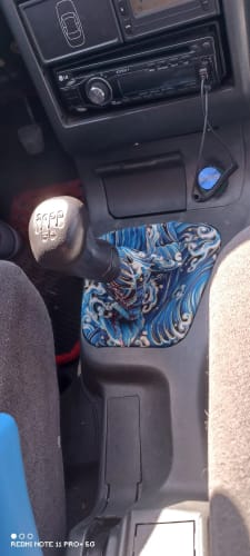 Customer photo review of JDM Fabric Blue Waves Gear Shift Boot