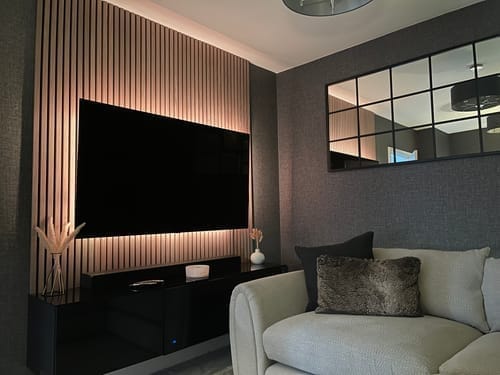 Customer photo review of Akustikpaneele Natürliche Eiche mit Filz Grau - 240 cm x 60 cm