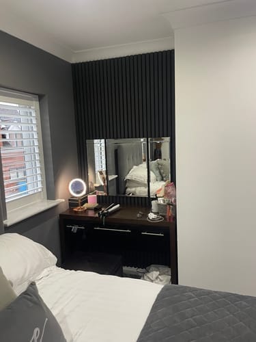 Customer photo review of Wooden Wall Panel | Natural Oak Grey Felt | Premium 3-sided Wood Veneer