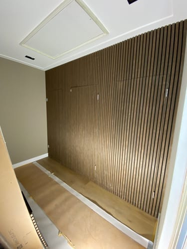 Customer photo review of Wooden Wall Panel | Natural Oak Grey Felt | Premium 3-sided Wood Veneer