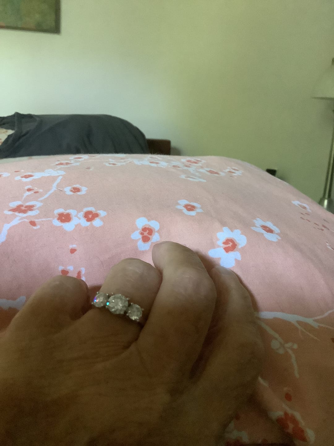 Customer photo review of Classic Three Stone Round Cut Moissanite Engagement Ring