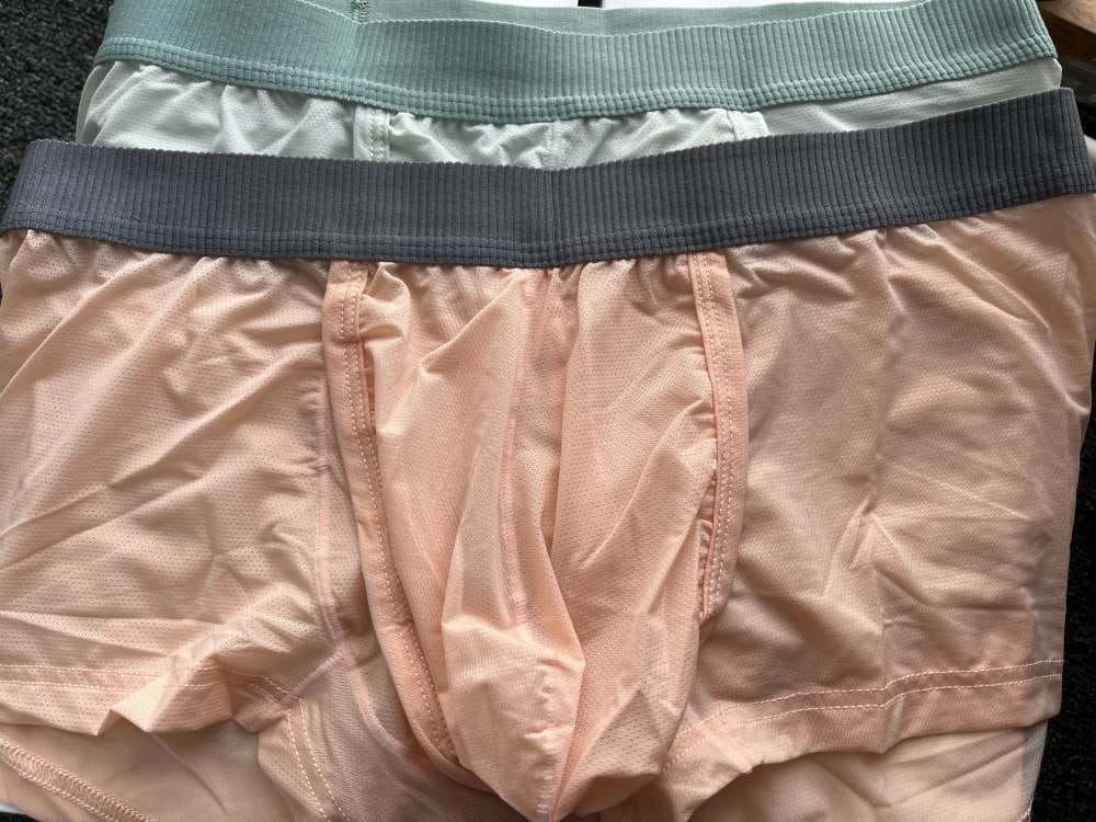 Customer photo review of 2 Pack Men's Ultra-Thin Trunks with Open Fly