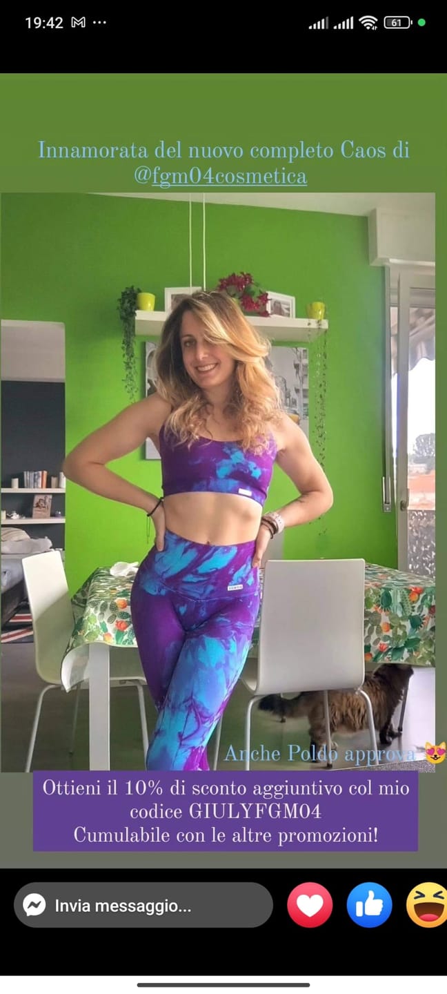 Customer photo review of Leggings Maltinto Caos Azzurro Viola
