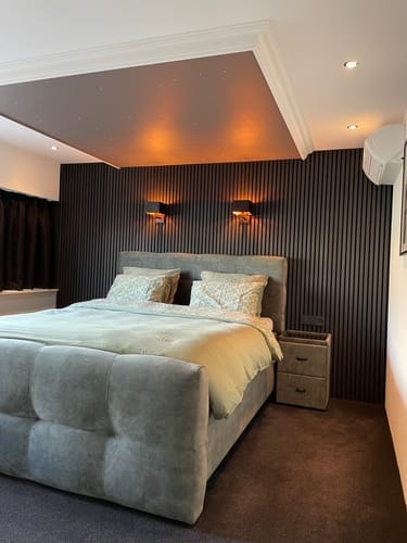 Customer photo review of Wooden Wall Panel | Natural Oak Grey Felt | Premium 3-sided Wood Veneer