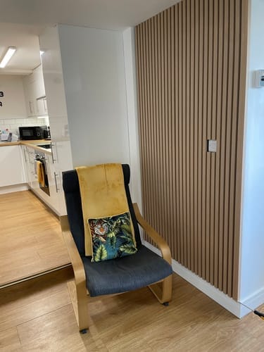 Customer photo review of Wooden Wall Panel | Natural Oak Grey Felt | Premium 3-sided Wood Veneer