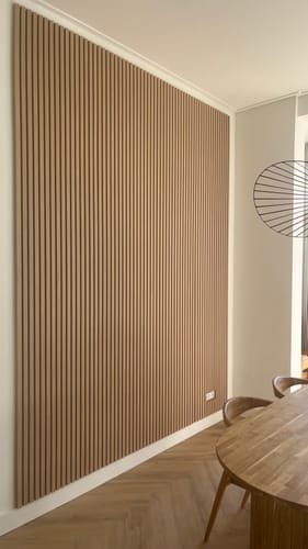 Customer photo review of Wooden Wall Panel | Natural Oak Grey Felt | Premium 3-sided Wood Veneer