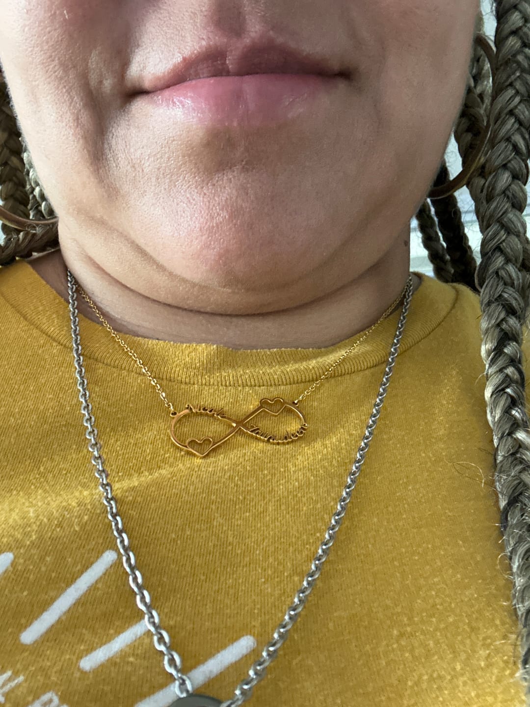 Customer photo review of Infinity Heart Name Necklace