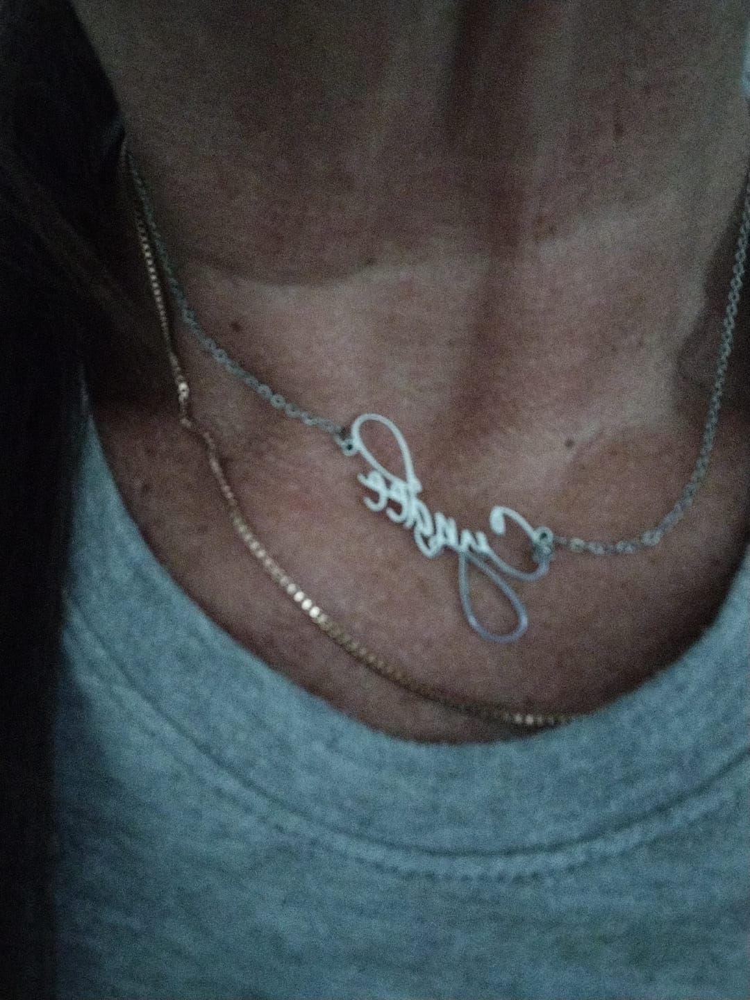 Customer photo review of Script Name Necklace
