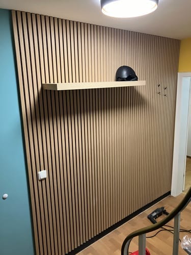 Customer photo review of Wooden Wall Panel | Natural Oak Grey Felt | Premium 3-sided Wood Veneer