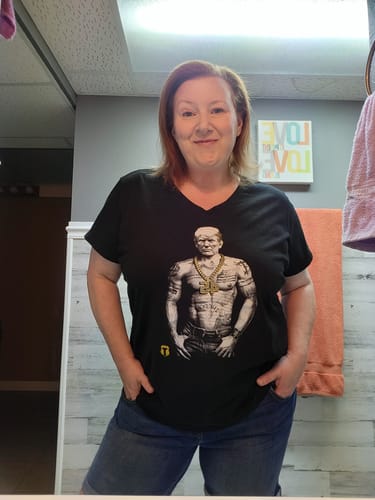 Customer photo review of The Don 2.0 V-Neck Women's Shirt