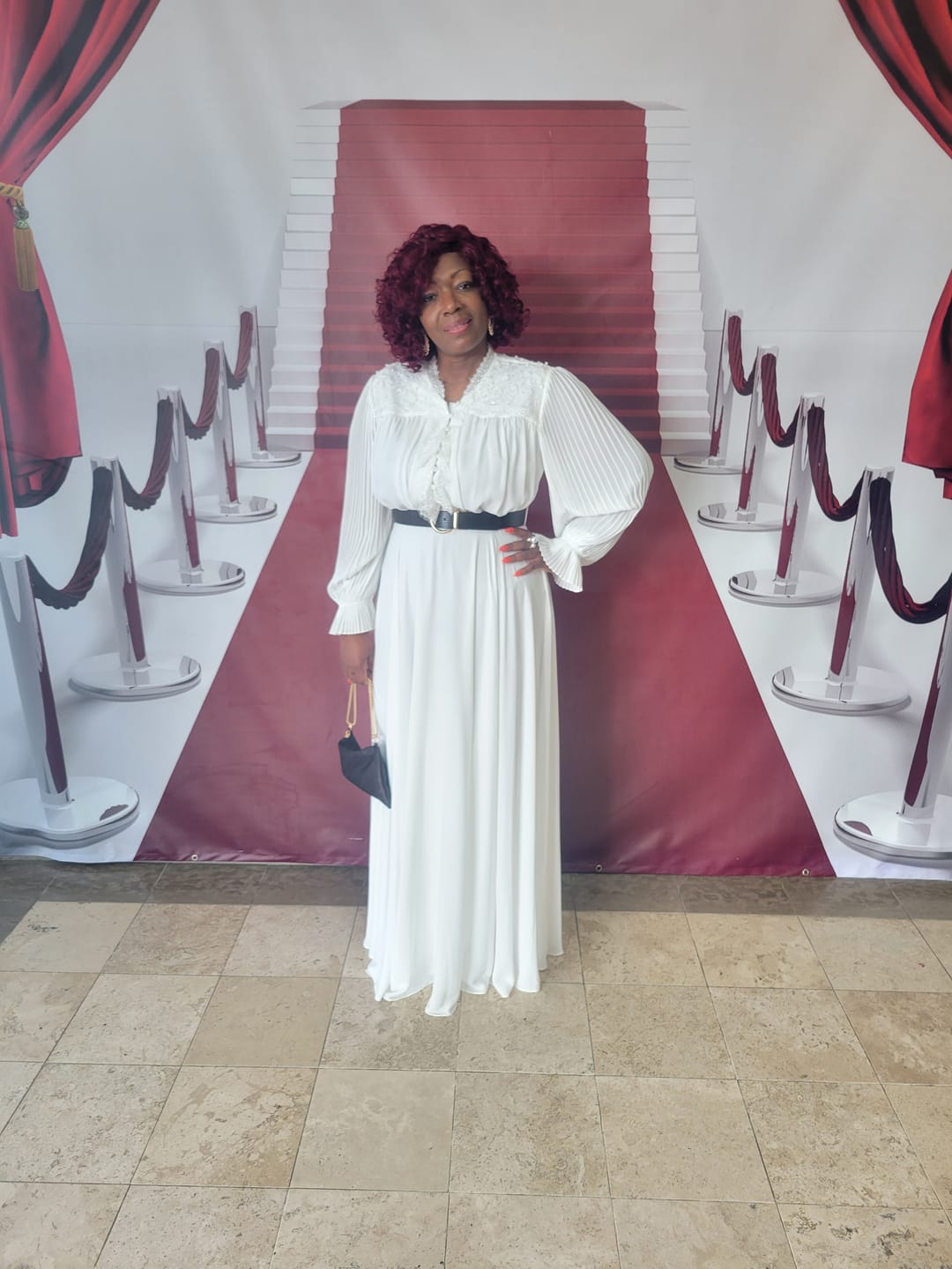 Customer photo review of AMARYLLIS A-LINE FLOWING MAXI DRESS (white)