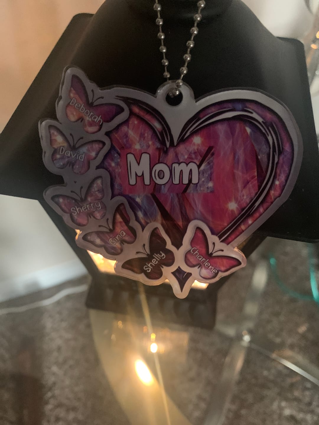 Customer photo review of Sparkling Grandma- Mom Heart Butterfly Kids, Multi Colors Personalized Ornament