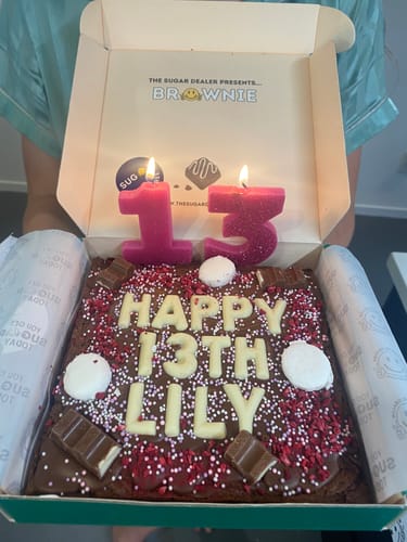 Customer photo review of Gluten free custom message brownie