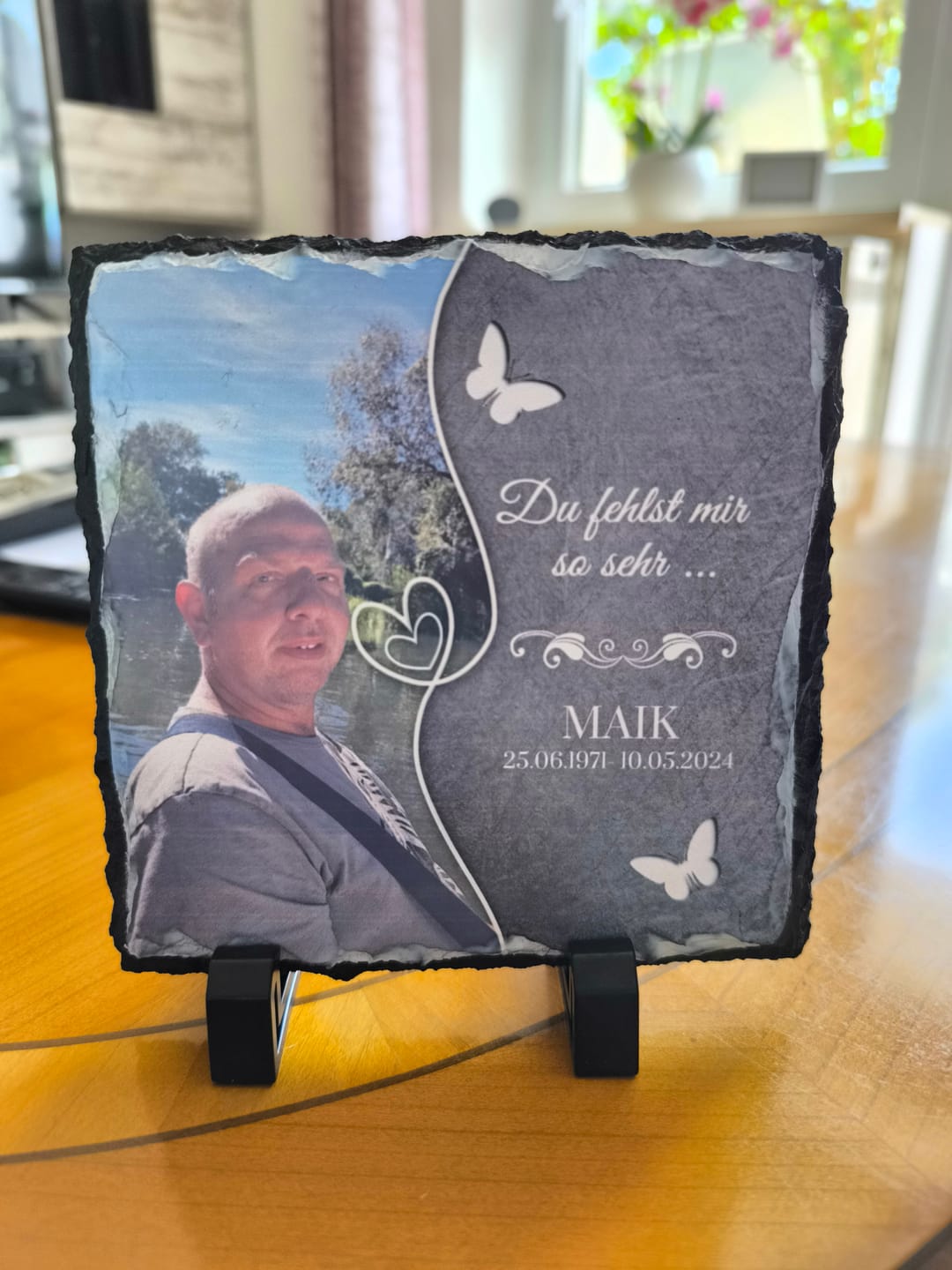 Customer photo review of Du fehlst uns so sehr ... - Individuelle Schieferplatte