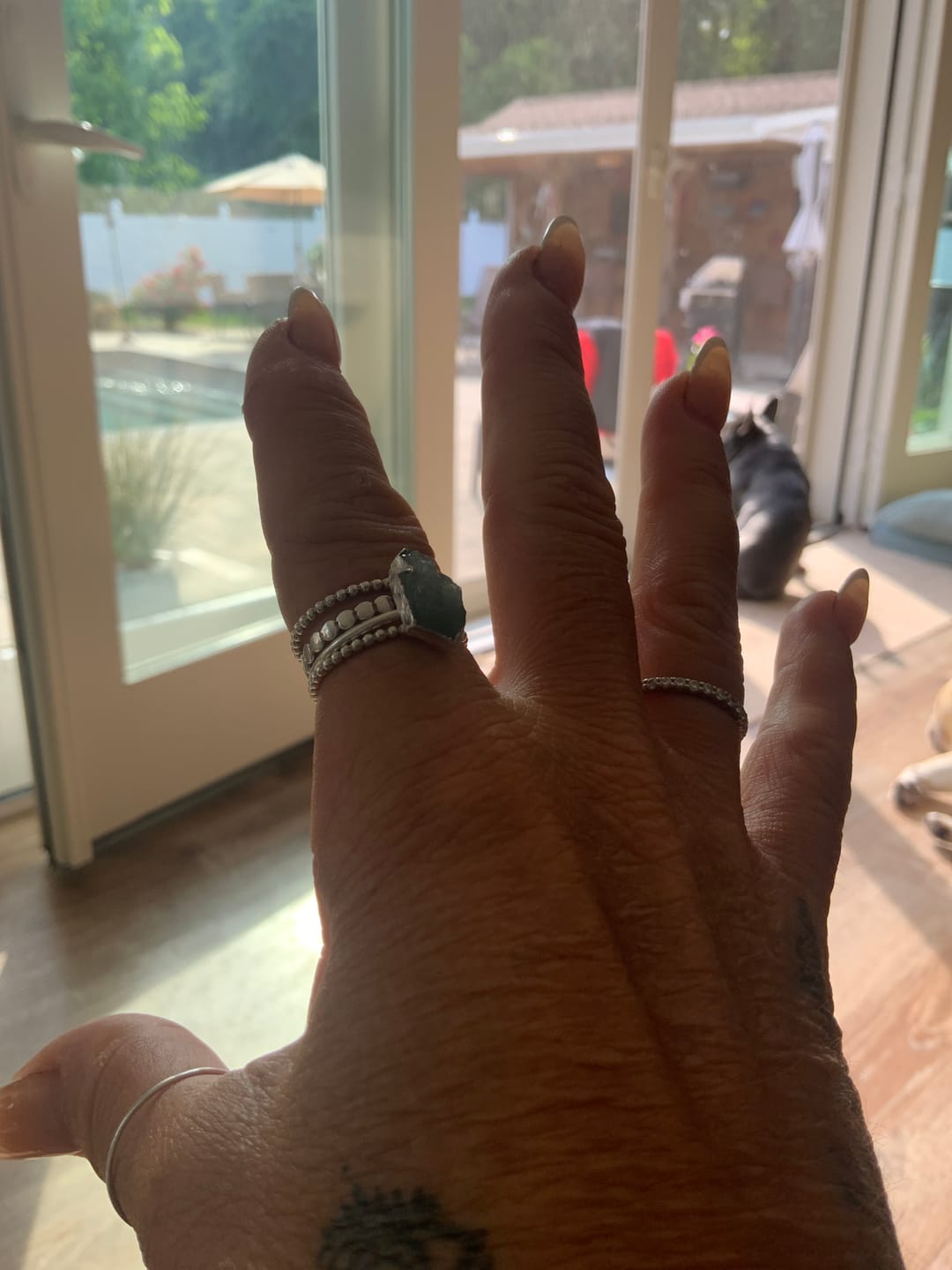 Customer photo review of Aquamarine Stacking Ring Set Sterling Silver