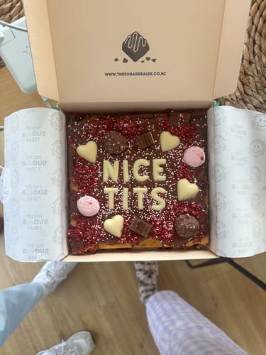 Customer photo review of Custom message heart brownie